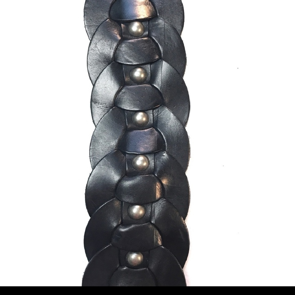Betsey Johnson Black Leather Studded Belt - Picture 6 of 7